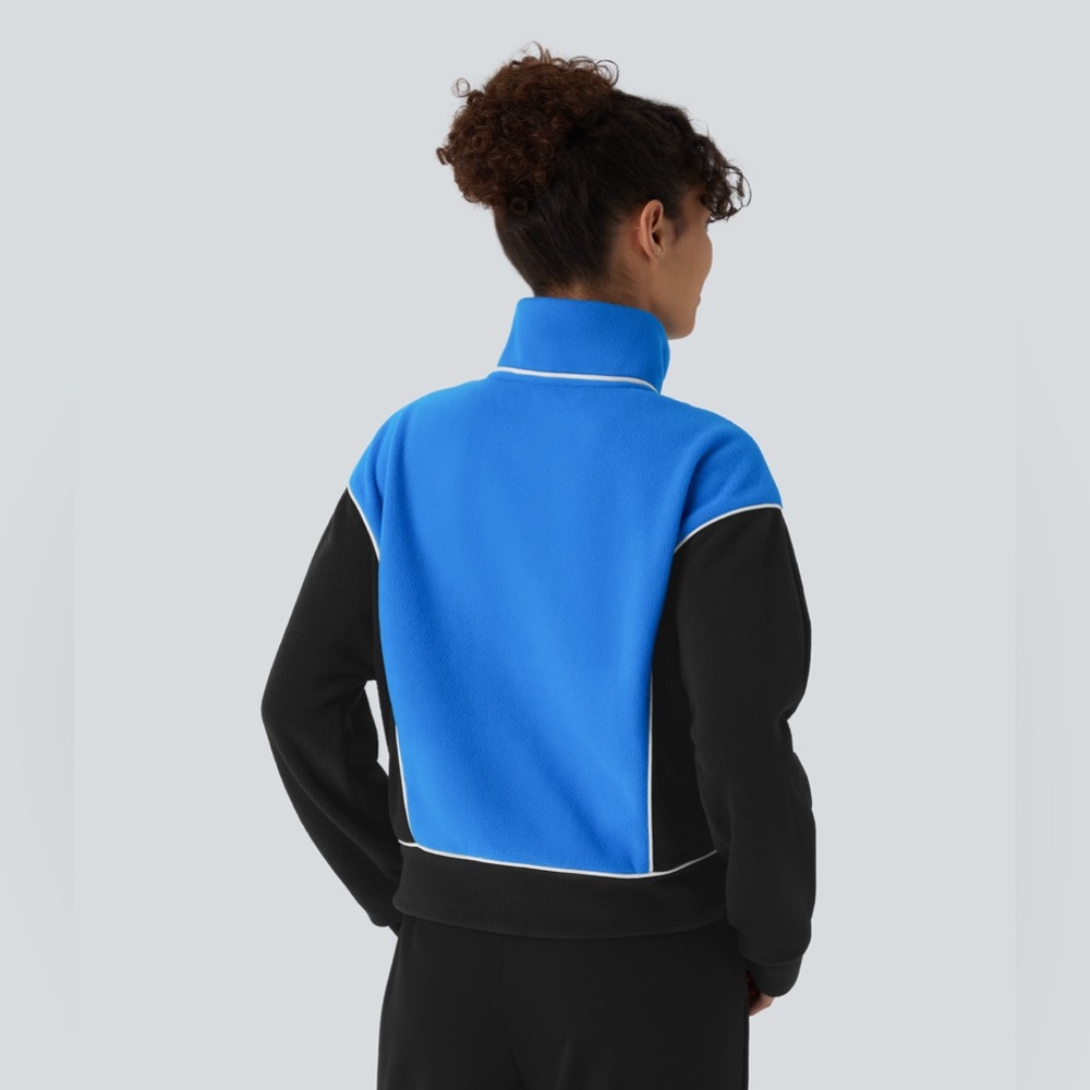 Stand Collar Half Zip Long Sleeve Color Block
Fleece Casual Sweatshirt - Picture 2 of 5